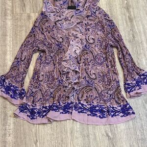 Avenue Purple and Blue Paisley Blouse